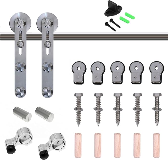TSMST 7.5FT Sliding Barn Door Hardware Kit, Stainless Steel Heavy Duty Sturdy Barn Door Track for Single Wood Door, Slide Smoothly Quietly (I Style)