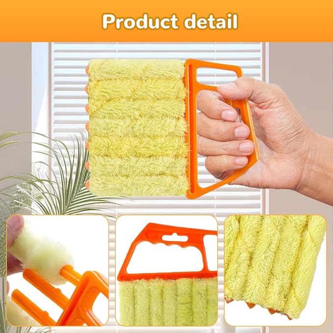 Blind Cleaner Duster Tool, 2026 New Blind Dusters for Cleaning,Cleaning Brush,7 Finger Dusting Cleaner Tool for Window & Air Conditioner,Window Blinds Cleaner Microfiber Washable (Green-2PCS)