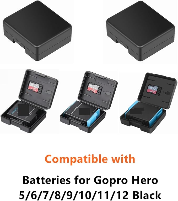 Pack of 5 Protective Storage Case Compatible with Battery of Gopro Hero 5/6/7/8/9/10/11/12/13 Black Cameras, Multifunctional Battery Case Organizer Boxes with Memory Card Slot