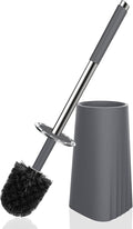 SetSail Toilet Brush, Compact Size Toilet Bowl Brush and Holder Toilet Brushes for Bathroom with Stainless Steel Handle Toilet Cleaner Brush with Durable Scrubbing Bristles, Grey