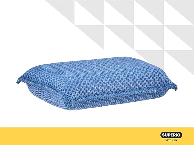 Microfiber Non-Scratch Dish & Kitchen Scrubber Heavy-Duty Household Cleaning Sponges, Multi-Purpose Cleaning Supplies for Dishes and Kitchens Pack of 3