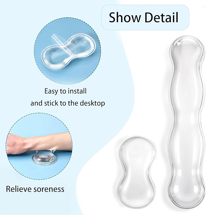 Clear Gel Wrist Rest for Keyboard and Mouse Soft Comfortable Wrist Support for Keyboard Cute Wrists Rest Set Suit for 60%/75% Keyboards and 14In Notebook Game Work(Transparent White)