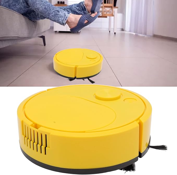 Ejoyous Robot Vacuum Cleaner, Multifunctional Mini Smart Sweeping Robot with USB Charging for Wooden Flooring, Tile and Carpet (Yellow)