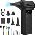 Compressed Air Duster, 110000RPM Electric Air Blower with 4-Speed Adjustable & LED Light, Rechargeable, Fast-Charging for Computer, Keyboard, Electronics, Car, Home & Outdoor Cleaning