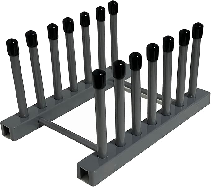 Pmsanzay Vinyl Record Storage Holder Stand cleaning device drying rack Display - With Silicone top（Keep your records scratch free）– Holds up to 6 Album Lp’s, for 12" and 7" Records，(No Records) Grey