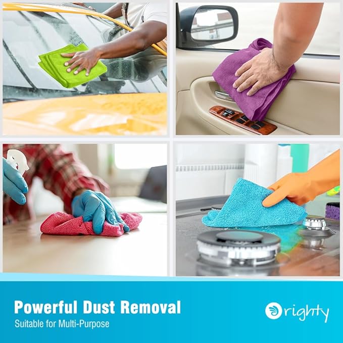 Orighty Microfiber Cleaning Cloth Pack of 120, Microfiber Towels for Cars, Highly Absorbent Car Cleaning Supplies, Lint Free Cloths Clean Rags for Car Care, House, Kitchen, 12x12 inch
