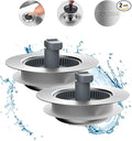 Hibbent Upgraded 2 Pack 3 in 1 Kitchen Sink Drain Strainer and Stopper Combo, Stainless Steel Metal Pop Up Sink Stopper, Anti-Clogging Basket with Foldable Handle for US Standard 3-1/2 Inch Drain
