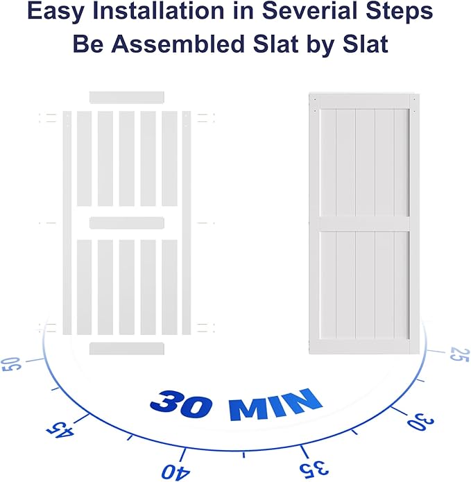 SmartStandard 36 x 84 inch White Sliding MDF Barn Door with 6.6FT Brushed Nickel Sliding Door Hardware Kit & Handle, Pre-Drilled Ready to Assemble, Waterproof PVC Coating, H-Frame