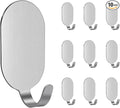 Stainless Steel Hooks, 10 Pcs Command Hooks Wall Mount Hanger, Drill Free No Damage, 11 Lbs Capacity, Silver
