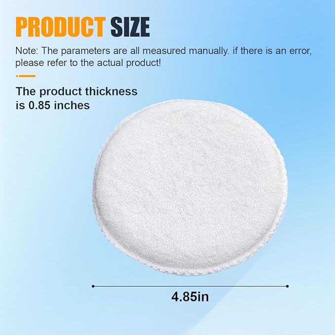 Car Microfiber Wax Applicator Pad, Soft Auto Buffing & Detail Cleaning Foam Pads, 4.85" Diameter Round Wash Sponge for Applying Wax, Balms, Oils, Cleaning Leather & More (2PCS)