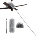 Cobweb Duster with Extension Pole, Ceiling Cobweb Cleaner Kit with 2 Duster Heads, 15-100 Inch Telescopic Microfiber Cleaning Duster, Corner Dusting Tool for High Walls, Fans, Blinds Gray