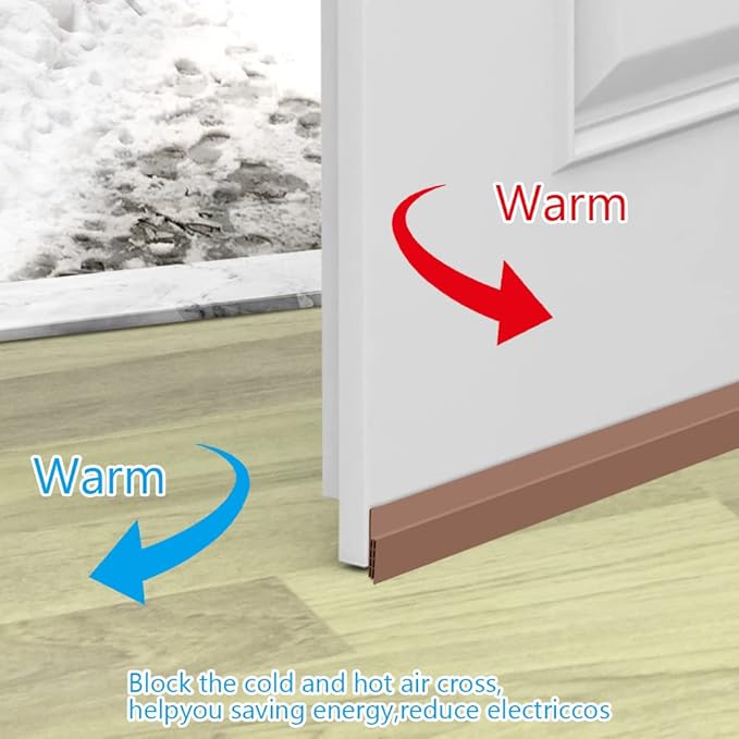Ainiv 2 Pack Door Draft Stopper Under Door Seal, 2" W x 39" L Cutable Soundproof Door Seal, Adhesive Under Door Sweep for Exterior & Interior Doors Dust and Noise Insulation Weather Stripping-Brown