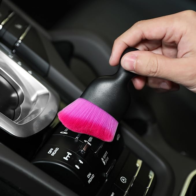 Car Interior Detailing Brush,Soft Bristle Cleaning Brush Car Detailing Brush Dusting Brush,Car Interior Cleaning Tool,Auto Detail Brush Car Dash Duster Brush (Black&Double Purple)