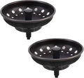 KONE Kitchen Sink Stopper and Strainer 2 Pack Oil Rubbed Bronze Sink Basket Strainer Replacement for Standard 3-1/2 inch Drain, Stainless Steel ORB Body Metal Center Knob with Rubber Drain Stopper