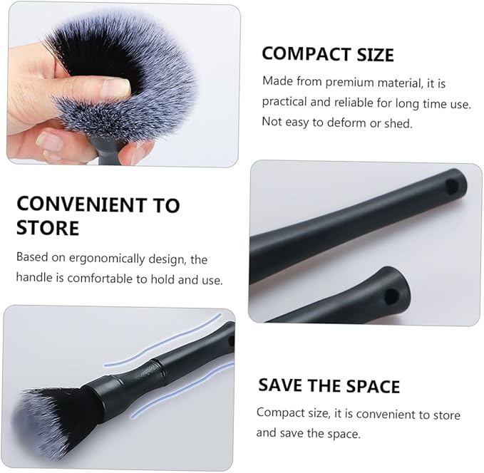 LIFKOME 2pcs Car Interior Detailing Brush Set with Ultra Soft Bristles, Air Vent Cleaning Brush for Automotive Gap Dusting and Dashboard Detailing Tools, Black Long and Short Handles,