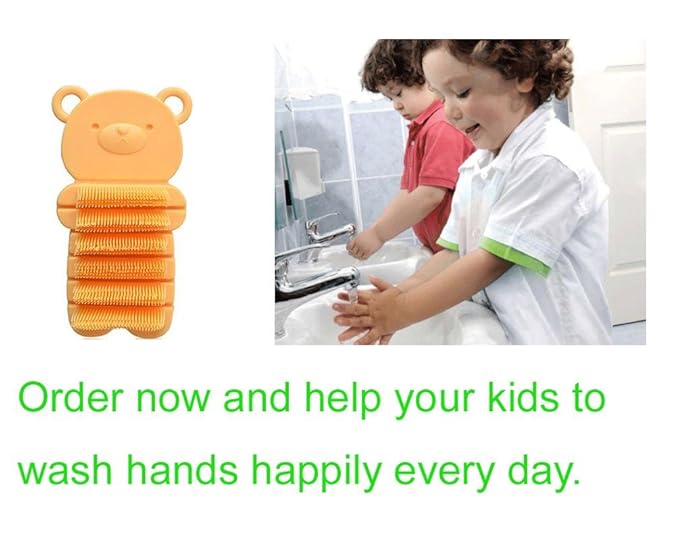 Nail Scrubber Brush Kids, Finger Nails Scrub Scrubbing Cleaning Washing Brushes with Soft Bristle for Baby and Children, Animal Style and 2 Colors Choice (Yellow)