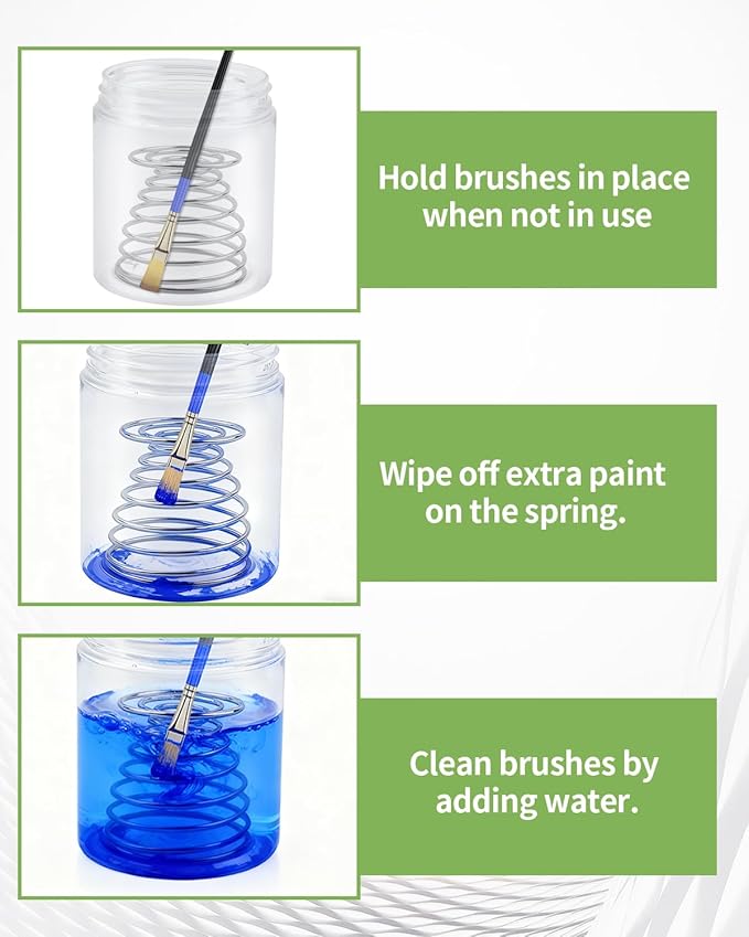 Paint Brush Cleaner Tool - 2 Pack Brush Cleaning Cup with Removable Spring Coil for Oil, Acrylic, Watercolor Painting Art Supplies