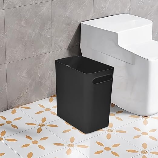 Platic Trash Can - Small Waste basketbin - 1.8 Gallon- for Office,Home,Bathroom,Kitchen - Black