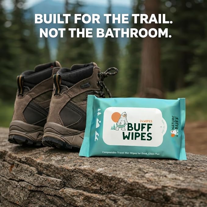 Outdoor Camping Wet Wipes Extra Thick Biodegradable Camping & Travel Wipes Plastic Free Body, Face & Hand Cleansing Cloths for Hiking (Wet Wipes, 24 Count (Pack of 1))