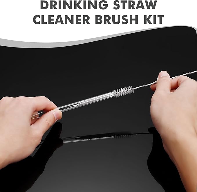 10Pcs Straw Cleaner Brush, Reusable Metal Handles Straw Cleaner Brush Extra Long for Stanley Mug 40, 30, 20 oz, 10mm 20mm Wide for Sippy Cup, Water Bottle and Tubes Pipe