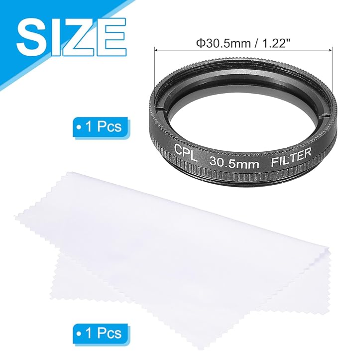 MECCANIXITY 30.5mm Circular Polarizer Filter, Double Sided Multi-Layer Coatings Polarizing Filter with Cleaning Cloth for Camera Lens