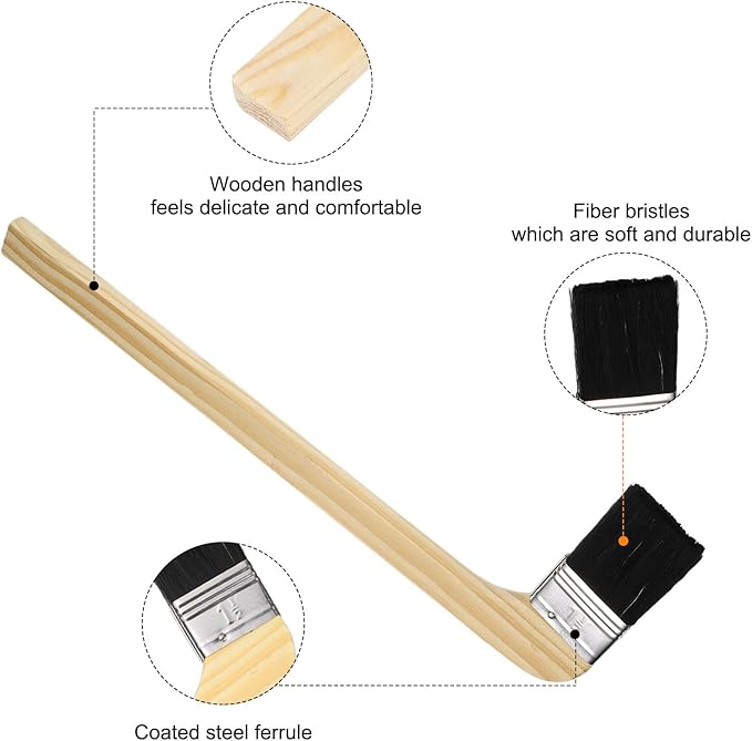 HARFINGTON Paint Brush 3Pcs 1.5" Brush Width Reusable Variety Angled Bend Brushes Radiator Paint for All Latex Oil Painting Furniture Walls Treatment, Black