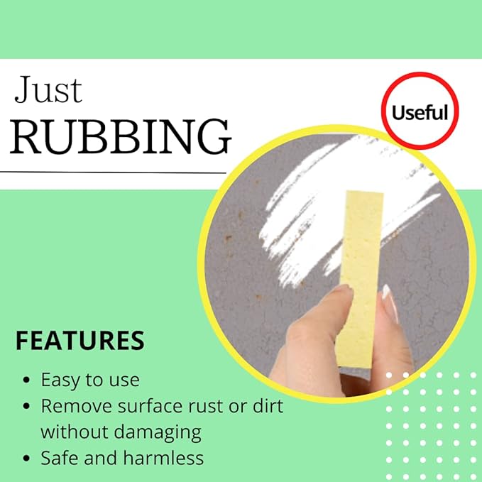 Rust Eraser for Knives Kitchen Stoves Wood Finish and Bicycles Multi Purpouse Cleaning Rubber Eraser Remover Dirt Stains (Fine) Made in Japan, Set of 2