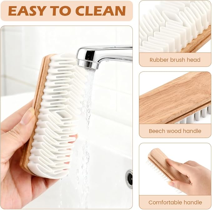 3Pcs Suede Shoe Brush and Eraser,Suede Nubuck Cleaning Brush for Shoes,with Wooden Handle,Suede Cleaning Kit for Leather Suede Shoe, Handbags,Jackets,Boots,Furniture,Easy to Use