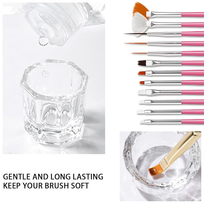 Aijimei Acrylic Nail Brush Cleaner - Liquid Paint Brush Cleaner for Nails Artists (250ml/8.5 FL.OZ)
