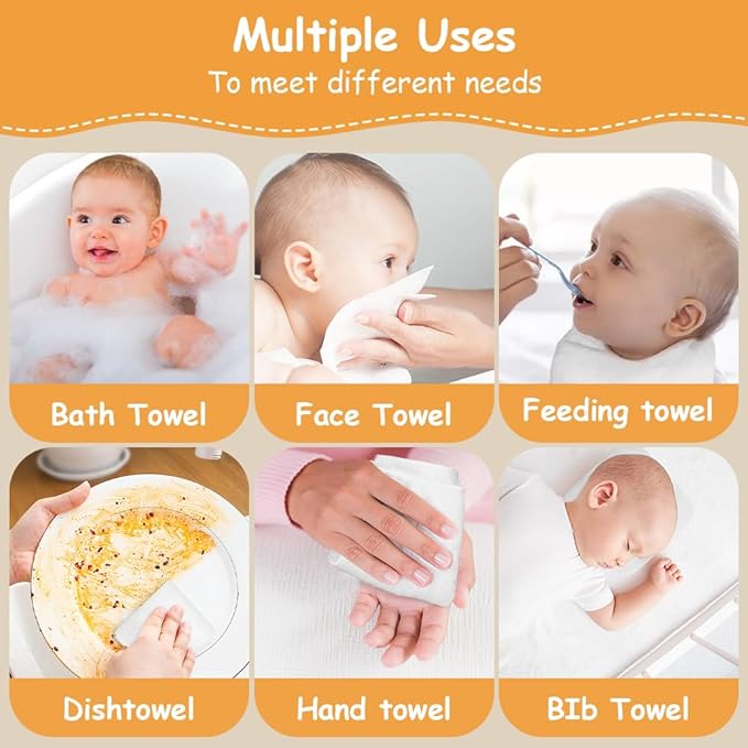 AOMIG Reuseable Cleaning Cloths 25PCS Washable Cotton White Cleaning Rags 15x15cm Reusable Soft Lint Free Cloth Multipurpose Terry Cloth Rags Dusting Cloths Terry Towels