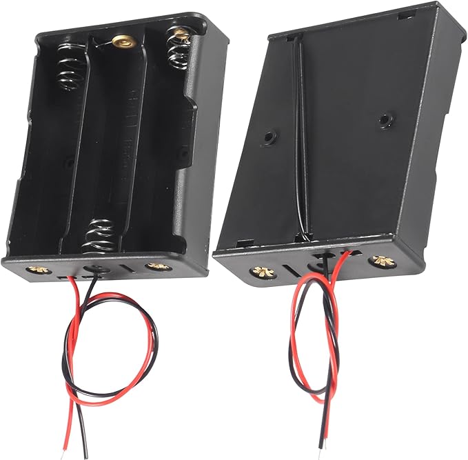5pcs 18650 Battery Clip 3 Slots 11.1V Plastic 18650 Battery Storage Box Case with Black and Red Wire Leads for 18650 with Connect Lead