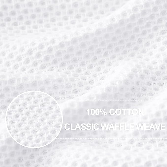 Homaxy 100% Cotton Waffle Weave Kitchen Dish Cloths, 7-Pack Ultra Soft Absorbent Dish Towels, Quick Drying Dish Rags, 12 x 12 Inches, White