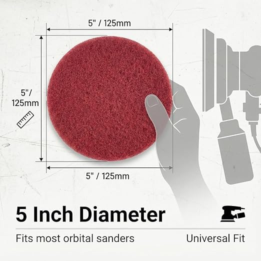 5 Inch Mixed Grit Drill Brush Scrubber Scouring Pads, 5 Pcs Hook & Loop Power Scrubber Scour for Rotary Tools, Random Orbital Sander (180#/400#/800#/1200#)