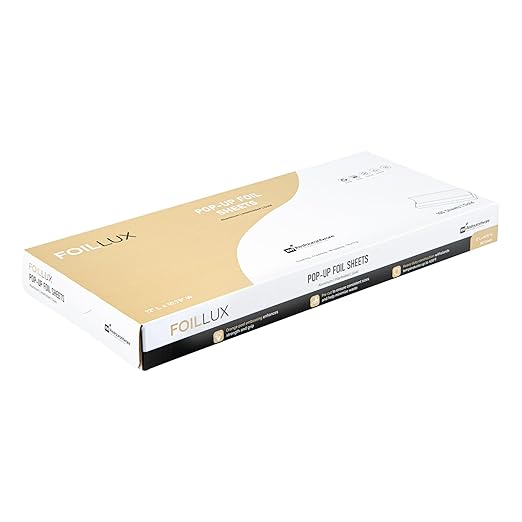 Restaurantware-Foil Lux 12 x 10.8 Inch Pop-Up Sheets, 2000 Disposable Papers For Food - Orange Peel Embossing, Interfolded, Gold Aluminum Foil Sheets, Greaseproof, Freezable, Oven Ready