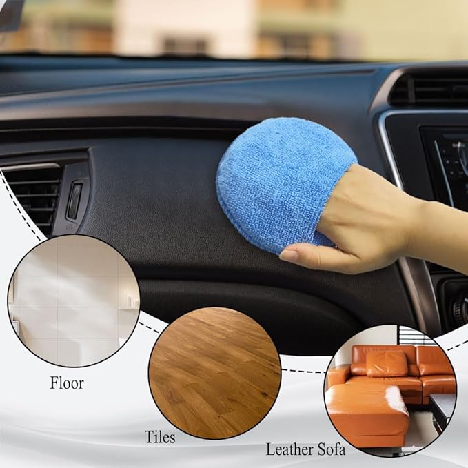 10PCS Wax Applicator Pads, Polishing Pad, 5" Diameter Soft Microfiber Polishing Care Foam Sponge with Finger Pocket, Car Buffing & Detail Foam Wax Applicator Sponge for Car Cleaning (Blue)