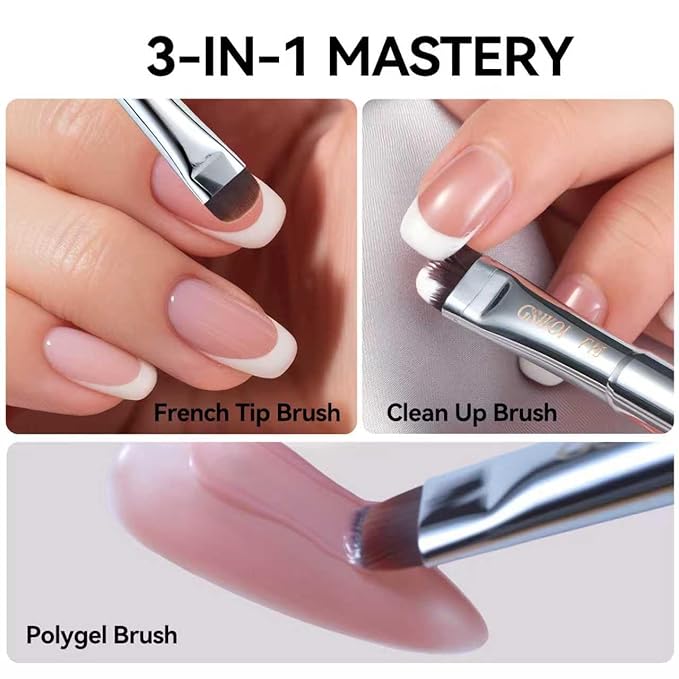 French Tip & Nail Cleaning Brush - Dual Function Gel Polish Clean Up Tool with Custom Firm Bristles for Professional Manicure (F20)
