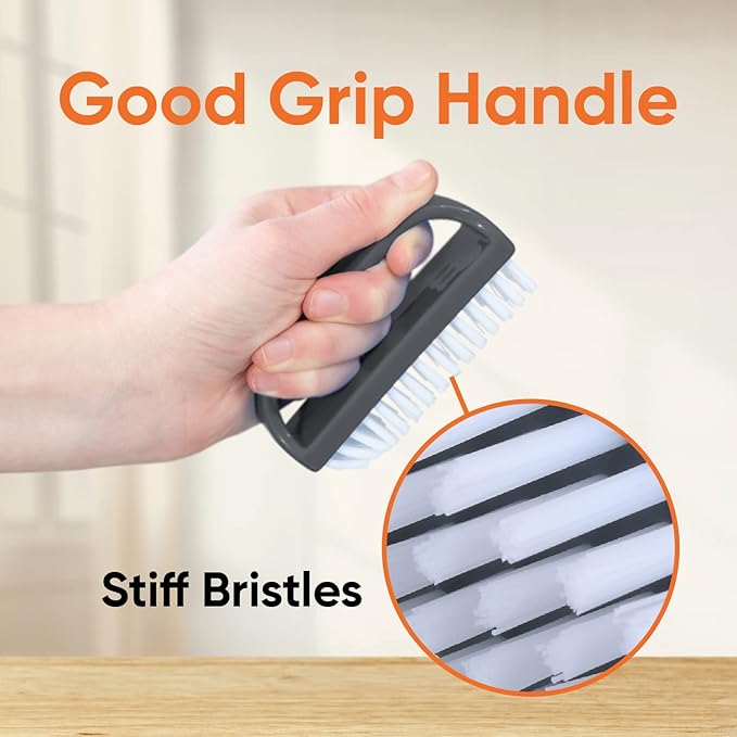 Superio Stiff Nail Brush for Cleaning Fingernails Small Scrub Brush with Handle, Cleaning Brushes for Hands, Toes, and Nails (Black, 6 Pack)