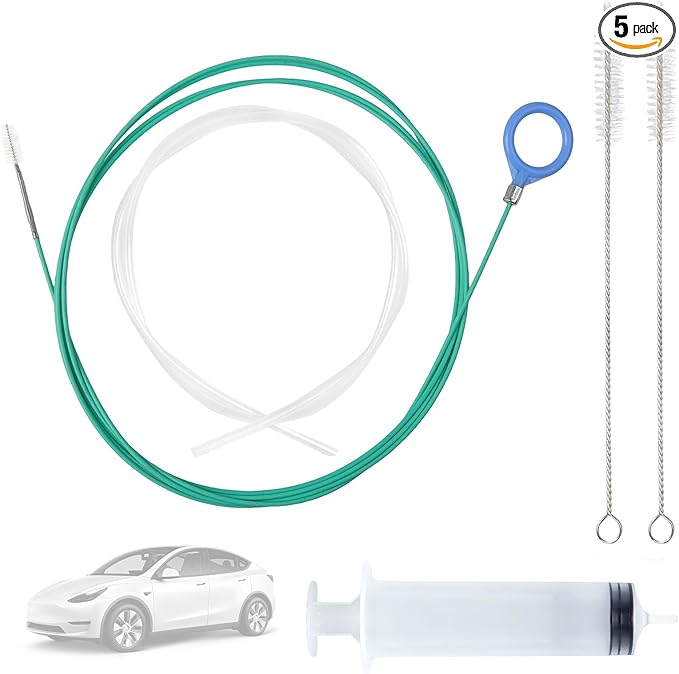 5PCS Updated Sunroof Drain Cleaning Tool Kit 118in Extra Long Flexible Tube Cleaning Brush with Pipe Cleaning Brush Syringe Hose Drain Brush Car Sunroof Drain Cleaner for Drains Sewers Windshields