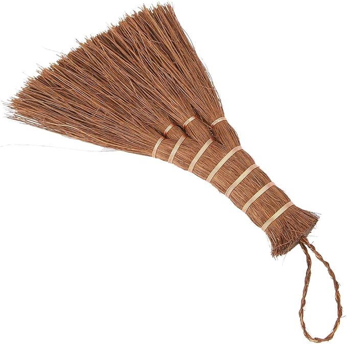 Jerliflyer Mini Brown Broom Palm,Small Palm-Sized Handle Broom Brush for dusting and Removing Crumbs, Dirt, dust, etc. from Table Tops
