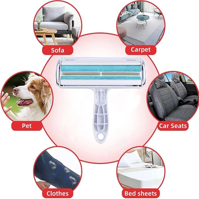 Pet Hair Remover Roller – Reusable Lint Roller for Dog & Cat Fur – Self-Cleaning Animal Hair Removal Tool for Furniture, Couch, Carpet, Bedding, Car & Clothing – No Sticky Tape Needed