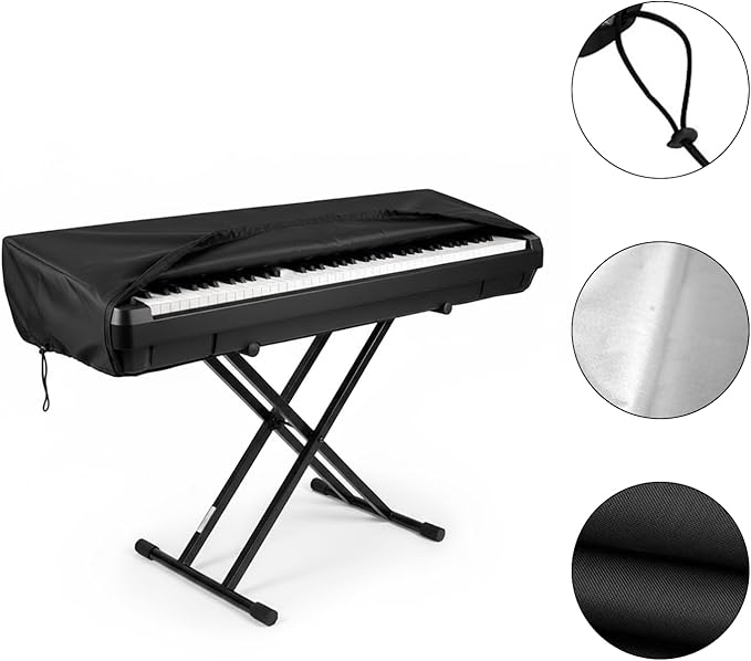 Soundspire 88 Keys Piano Keyboard Dust Cover, Waterproof Thickening Digital Electronic Piano Cover with Elastic Lock, Full Coverage Premium Protector for Music Keyboards (Black)
