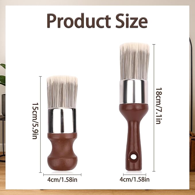 2pcs Leather Upholstery Cleaning Brush Set, Ergonomic Long and Short Wax Application Brushes, Upholstery Cleaning Tool for Leather Sofa, Car Seat, Shoes, Furniture, Bags and More