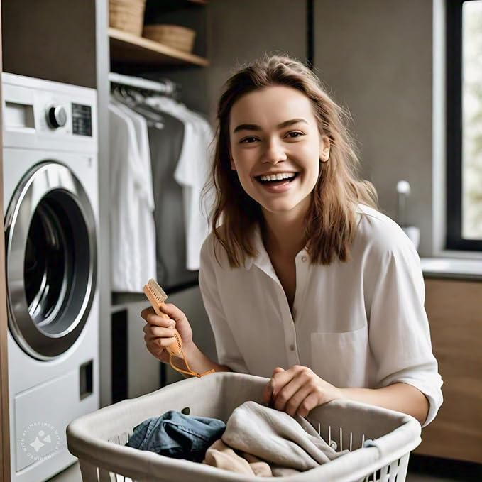 Natural Boar Bristle Laundry Brush, Perfect for Shoes & Delicate Fabrics, Scrubbing Tough Stains