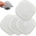 4 Pack Drain Hair Catcher Durable Silicone Hair Stopper Shower Drain Covers Easy to Install and Clean Suit for Bathroom Bathtub and Kitchen (Square White 4Pack)