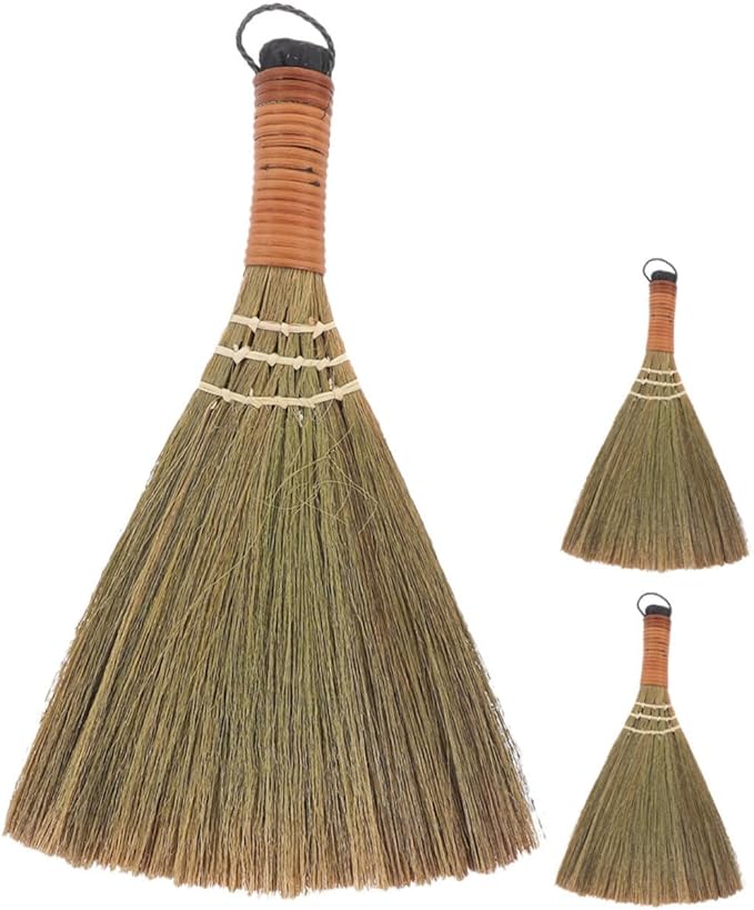 3pcs Lightweight Handheld Broom Set for Cleaning Wooden Floors Soft Bristles with Hanging Loop for Home and Office Use