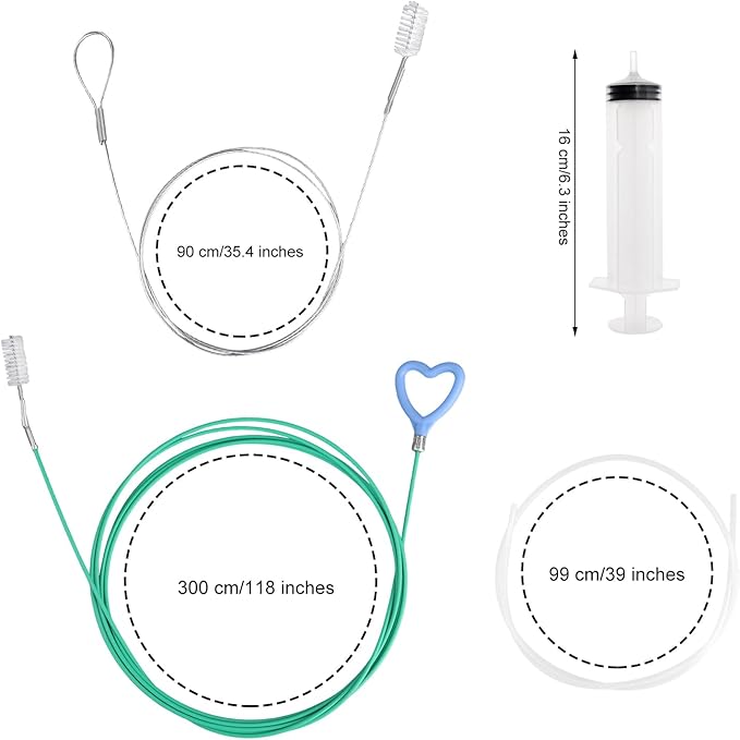 5pcs Sunroof Drain Cleaning Tool Kit, Long Pipe Cleaner Drain Unclogger with 1 Syringe Hose 2 Clean Brush 1 Syringe for Auto Car Sunroof Windshield