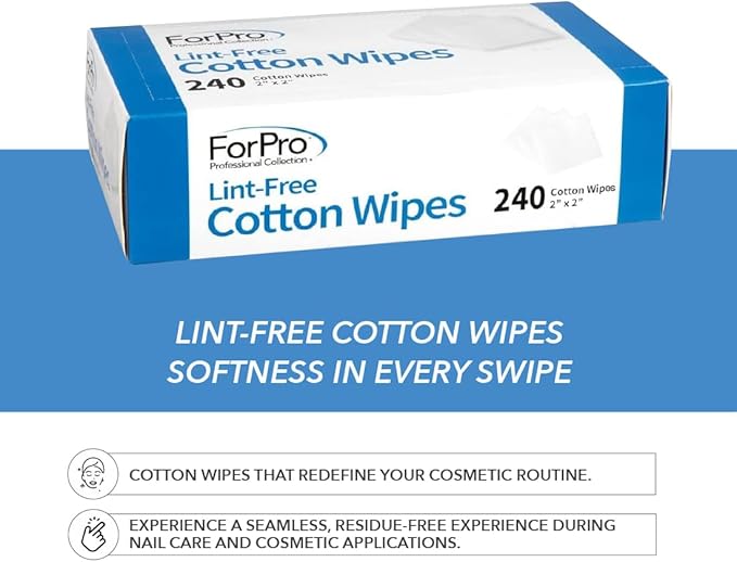 ForPro Professional Collection Lint-Free Cotton Wipes, 100% Pure Cotton Gauze, 2" x 2", White, 240-Count