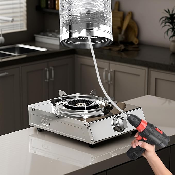 Chimney Sweep Pro Kit, 30ft Interlocking Rods with 6” Dual Brush Heads, Efficient Dryer Vent and Air Duct Cleaner, Reusable Fireplace Maintenance System