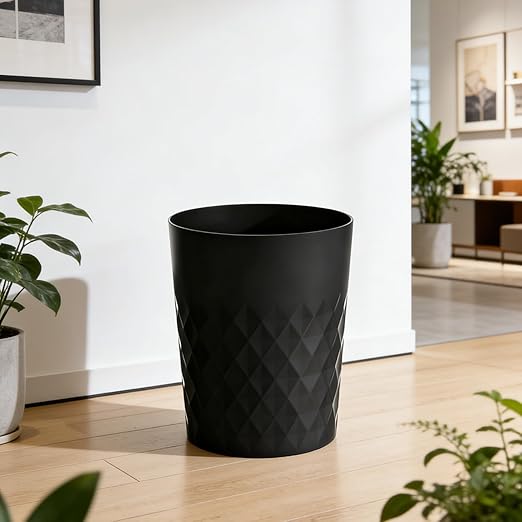 Bathroom Trash Can 1.8 Gallon Garbage Can Waste Basket Recycling Bin for Dorms Bedrooms Offices Kitchens, 2 Pack Black