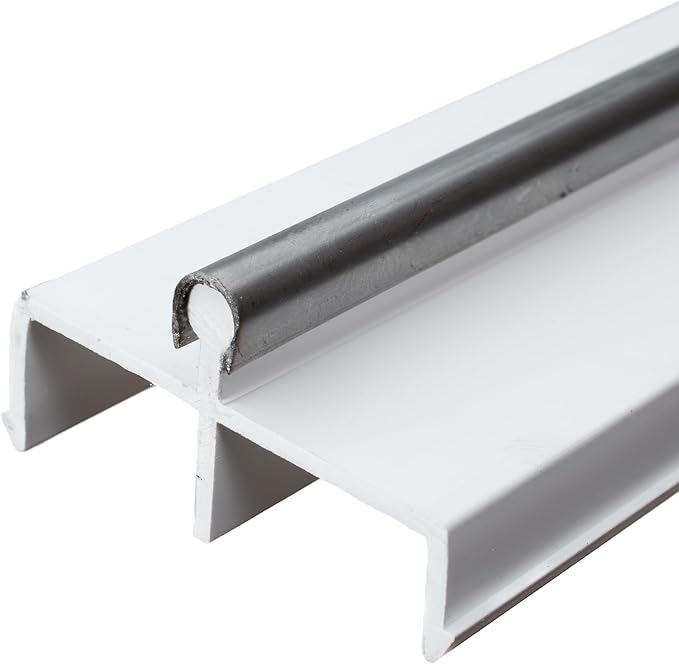 CWH Premium American Made Vinyl Sliding Door Track – 6ft, (72"), 1 Pack - Sliding Door Replacement Track, Bottom Rail and Rail Cover for Glass Patio Doors, with Heavy Duty Stainless Steel Cover